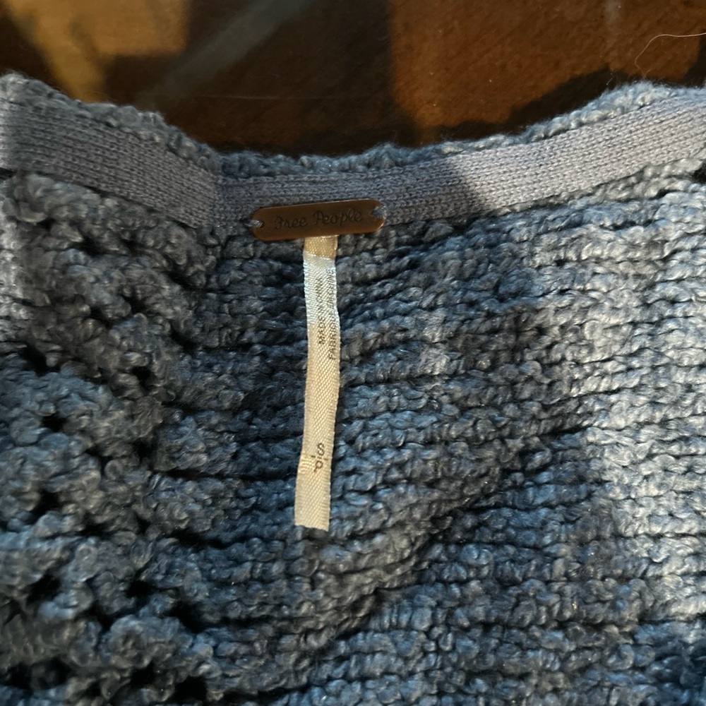 Free People Cropped  Slouchy Soft V-Neck Balloon Sleeve Multi Knit Sweater - S - Picture 9 of 11